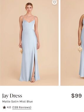 Dress - Matte Satin Mist Blue Birdy Grey